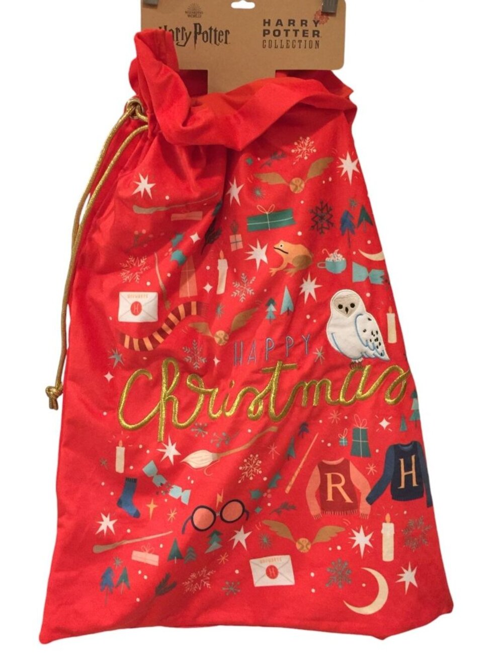 The Wizarding World of Harry Potter JOYEUX NOEL Drawstring Santa Sack 20" x 27"